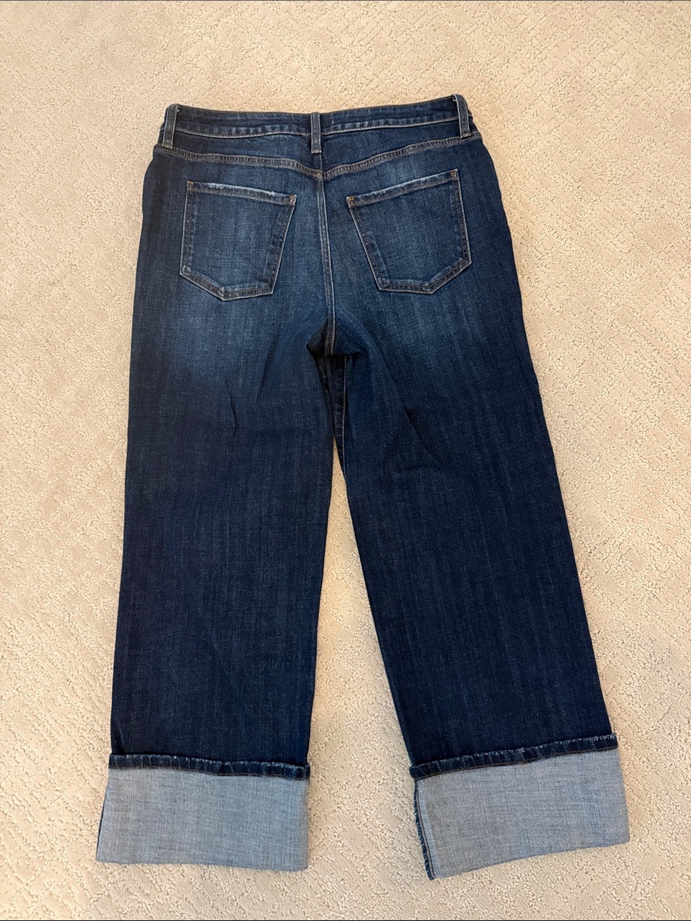 Dark Blue Wide-Leg Cuffed Women's Jeans-Size 10 - Picture 3 of 5